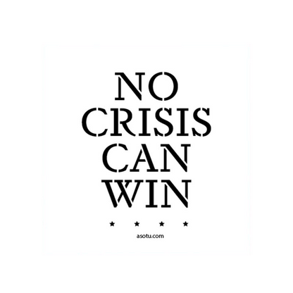 No Crisis Can Win Sticker (White)